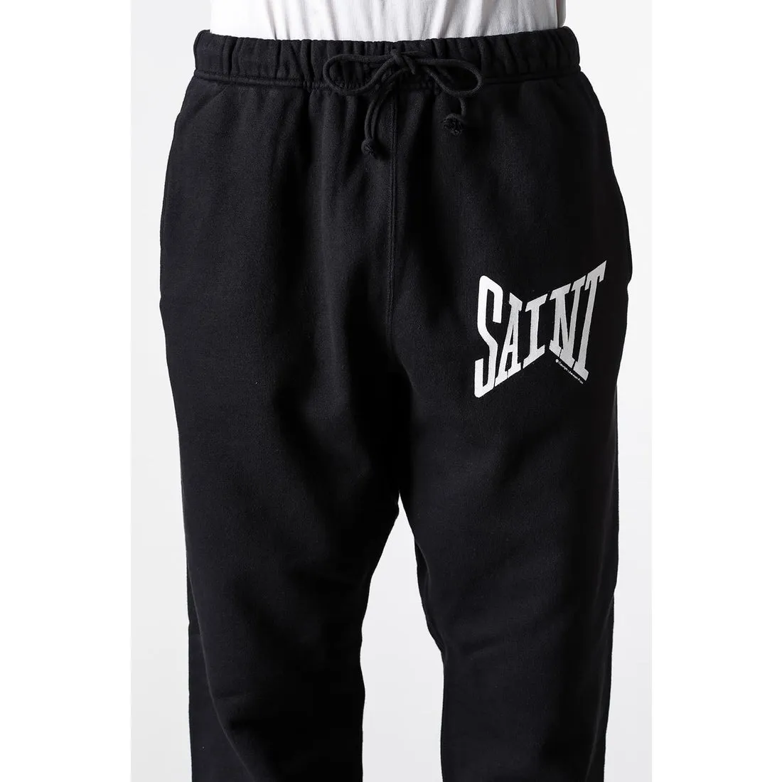 SAINT Mxxxxxx RIBON SAINT Sweat Pants/BLK Basic SAINT LOGO sweatpants Black S-XL God-cut Loose fit Four-needle six-thread boneless sewing Upper body comfortable Original light fleece sweatshirt fabric Original consistent fruit logo/angel logo